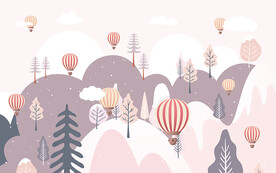 可爱卡通小清新热气球儿童房背景