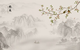 新中式花鸟画背景墙