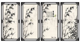 竹子四条屏