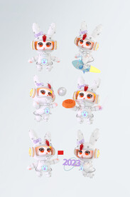 3d立体科技感宇航兔卡爱卡通兔