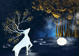 轻奢装饰画 新中式 麋鹿