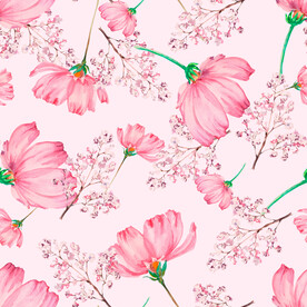 粉红花朵无缝循环图案