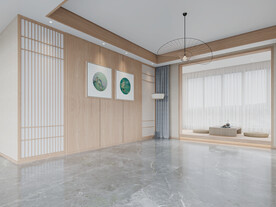 新中式客厅3D场景空景