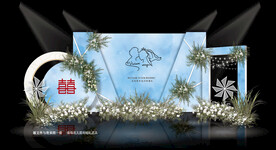 蓝色婚礼舞台背景