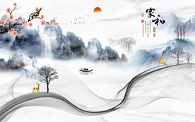 新中式背景墙图片