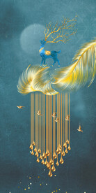 轻奢装饰画 羽毛 麋鹿