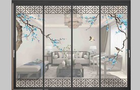 高清分层透明底推拉门打印图