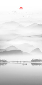 竖幅水墨画