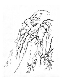 手绘国画山石山水素材