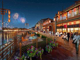 古建筑商业街夜景效果图