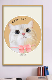 卡通猫咪大眼萌宠装饰画