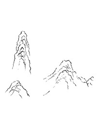手绘国画山石山水素材