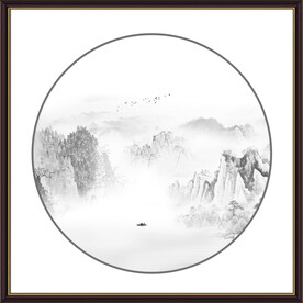 圆形意境水墨画