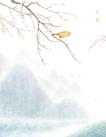 春天水墨插画背景