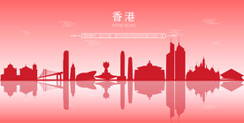 香港地标建筑剪影