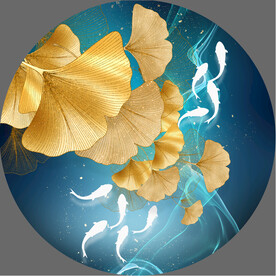 轻奢装饰画 弧线杏叶鱼