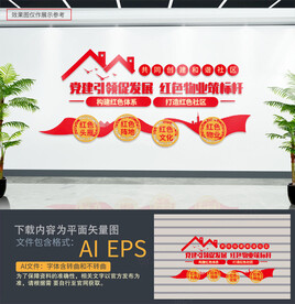 红色物业文化墙