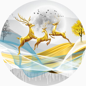 轻奢装饰画 弧线麋鹿