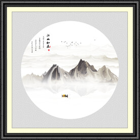 圆形水墨画