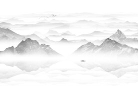 大气磅礴简约新中式山水背景墙