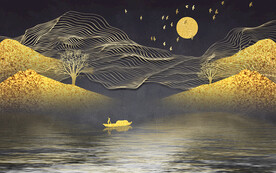 金箔金山中式背景墙