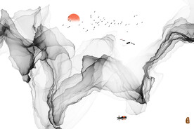 水墨黑白抽象山水