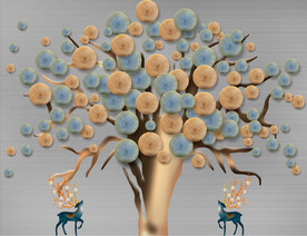 轻奢装饰画 麋鹿 树