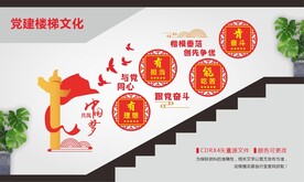 与党同心跟党奋斗党建楼梯文化
