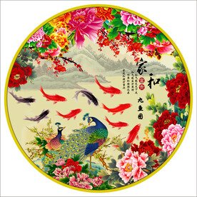 九鱼图装饰画
