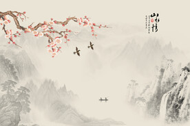 新中式花鸟画背景墙