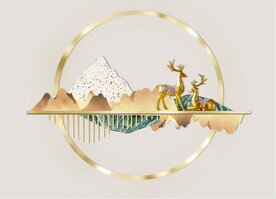 轻奢装饰画 山水麋鹿