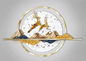 轻奢装饰画 山水麋鹿