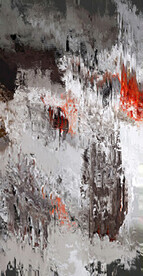 灰色抽象色块笔触拼接油画玄关