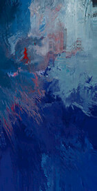 蓝抽象几何色块划痕拼接油画玄关