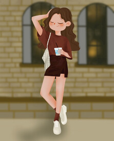 街拍卡通女孩 插画