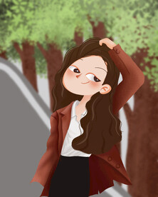 街拍卡通女孩 插画