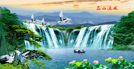 迎客松山水画