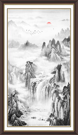 竖幅水墨画