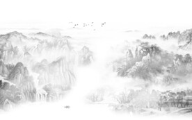 别墅 背景中式山水 tif分层