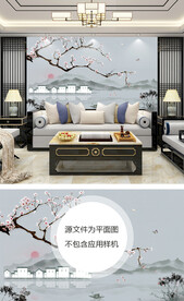 中式花鸟沙发背景