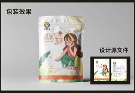 休闲零食包装效果图和平面图  