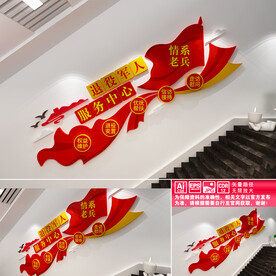 退役军人楼道文化墙