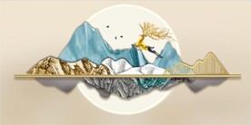 轻奢装饰画 光影立体画 麋鹿