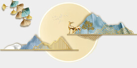 轻奢装饰画 光影立体画 麋鹿