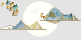 轻奢装饰画 光影立体画 麋鹿