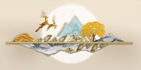 轻奢装饰画 光影立体画 麋鹿