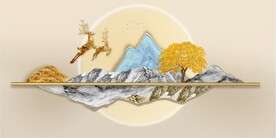 轻奢装饰画 光影立体画 麋鹿