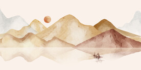 轻奢装饰画 水彩山水画 莫兰迪