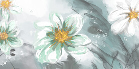 轻奢装饰画 三联画 蓝色花朵