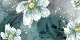 轻奢装饰画 三联画 蓝色花朵